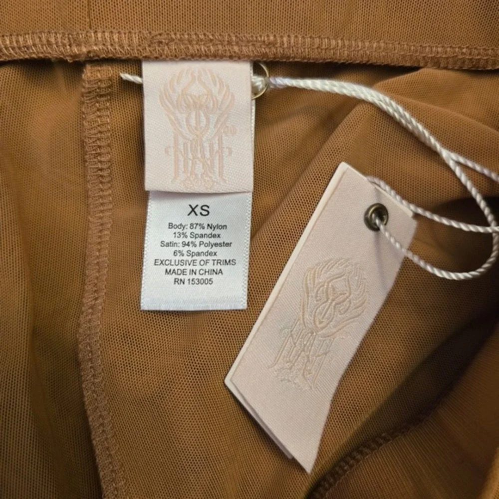 Free People‎ We Are HAH High Waisted Panty Tan XS Mesh Strappy Minimalist NWT